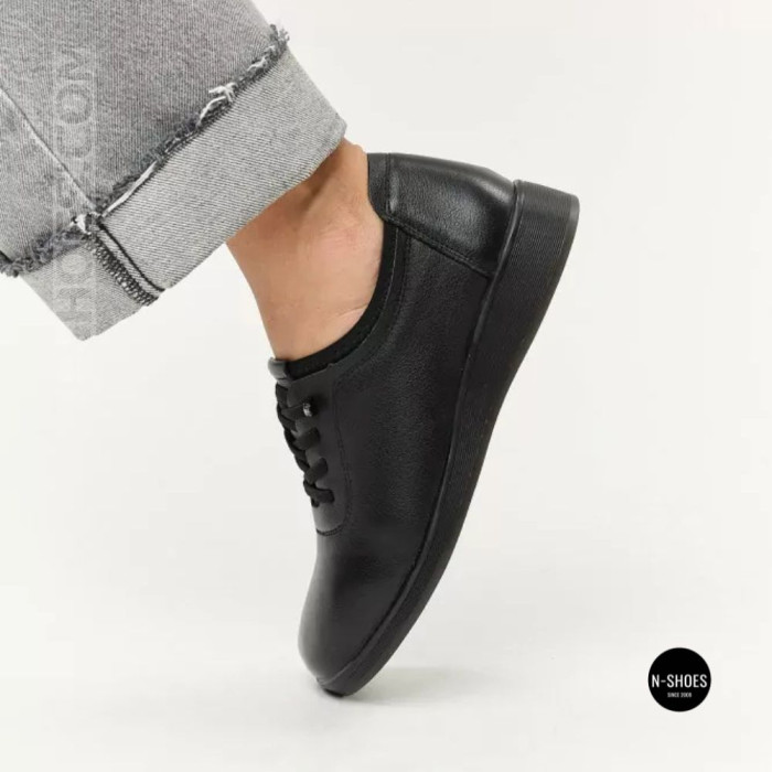 Women's Allsy 216242 6313 BLACK Leather Shoes: All-Day Comfort