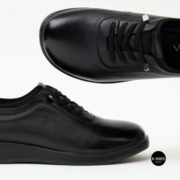 Women's Allsy 216242 6313 BLACK Leather Shoes: All-Day Comfort