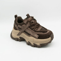 Жіночі трендові кросівки Allsy 217318 Lonza 219767 369-3001-18 26Z51R3419-2 6321 BROWN SUEDE коричневі з натуральної шкіри в стилі Balenciaga Triple S