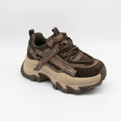 Женские трендовые кроссовки Allsy 217318 Lonza 219767 369-3001-18 26Z51R3419-2 6321 BROWN SUEDE коричневые из натуральной кожи в стиле Balenciaga Triple S