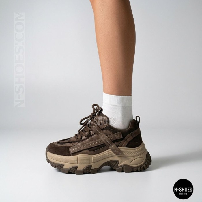 Women's Brown Suede Sneakers Allsy 217318 Lonza 219767