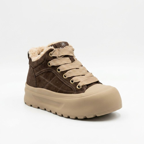 Women's winter sneakers Allsy 216217 8806 6334 BROWN SUEDE chocolate made of natural suede for the fall-winter season