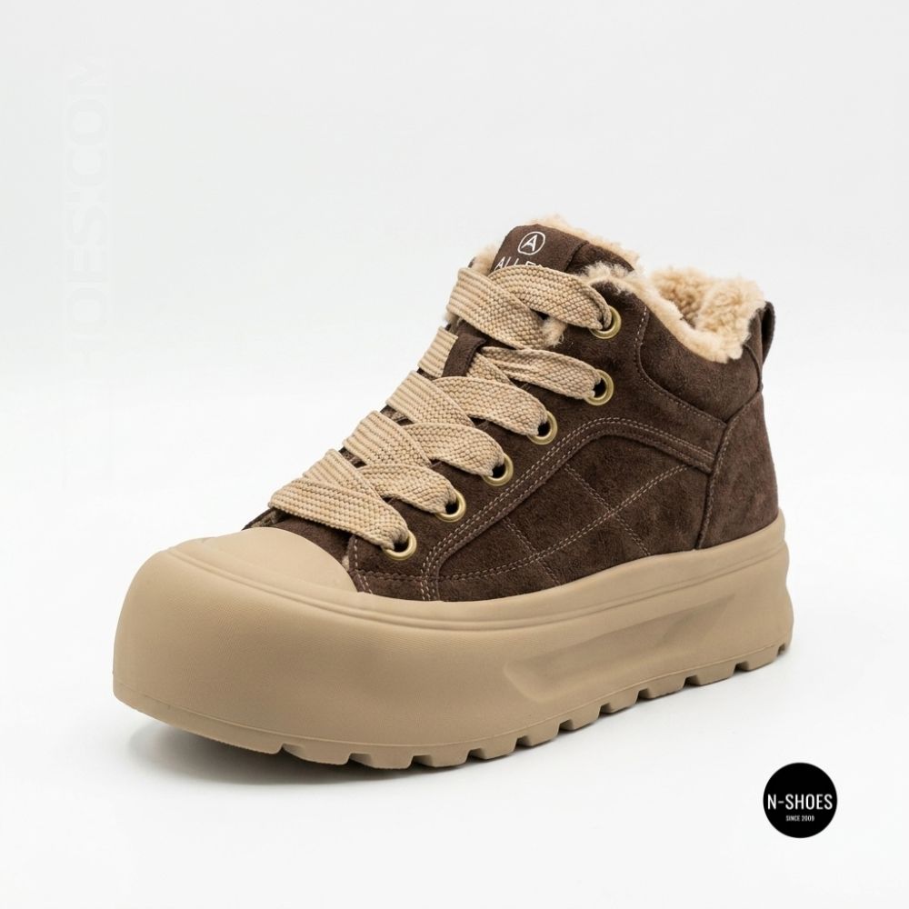 Allsy 216217 8806 6334 Women's Brown Suede Platform Boots