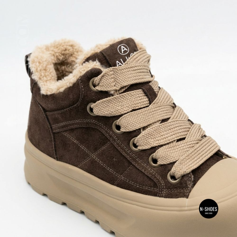 Allsy 216217 8806 6334 Women's Brown Suede Platform Boots