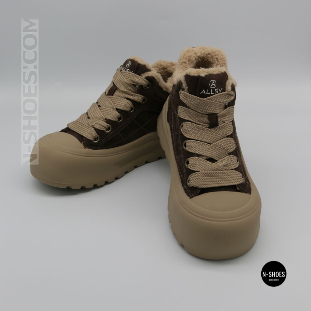 Allsy 216217 8806 6334 Women's Brown Suede Platform Boots