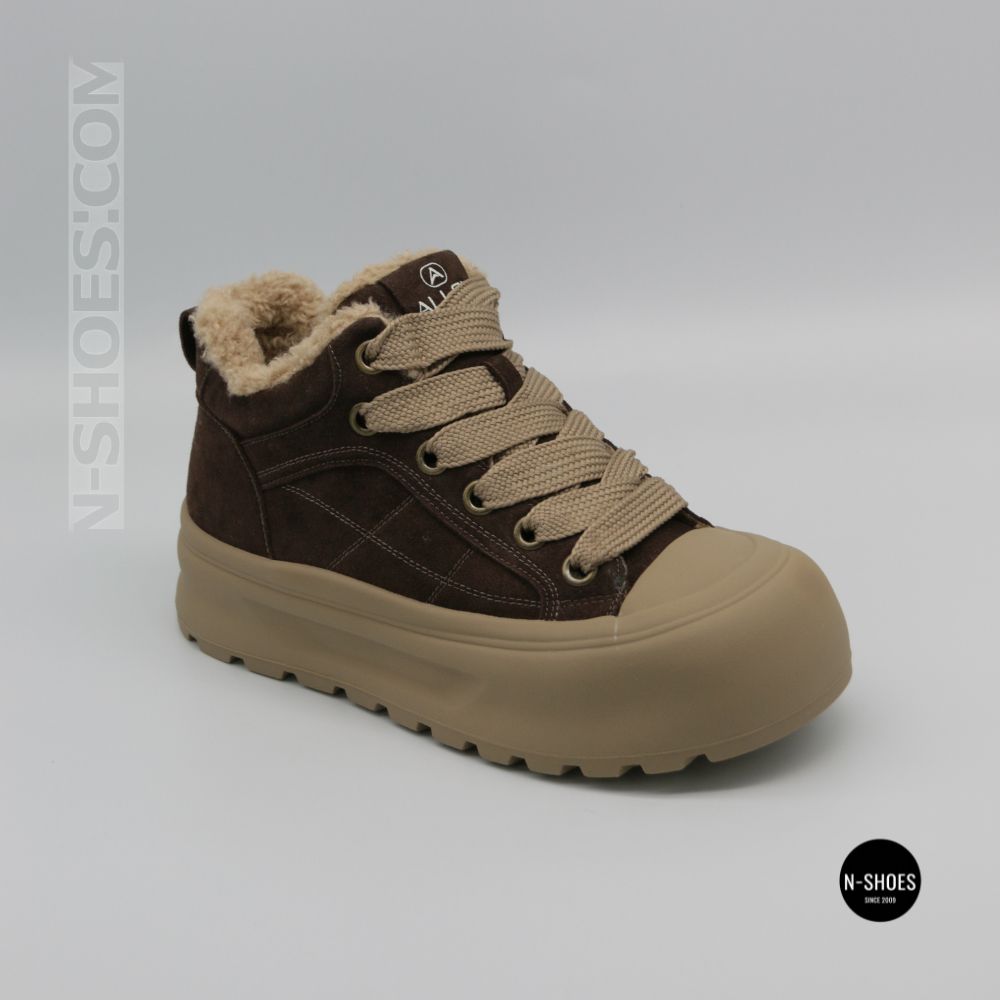 Allsy 216217 8806 6334 Women's Brown Suede Platform Boots