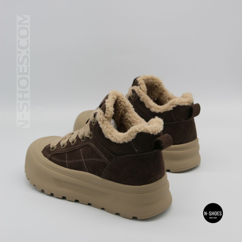 Allsy 216217 8806 6334 Women's Brown Suede Platform Boots