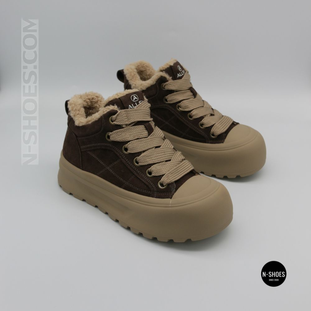 Allsy 216217 8806 6334 Women's Brown Suede Platform Boots