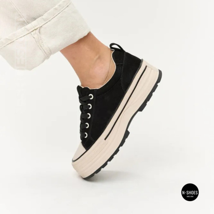 Жіночі кеди на платформі LAllsy 215400 Lonza 219912 6335 BLACK - чорна замша
