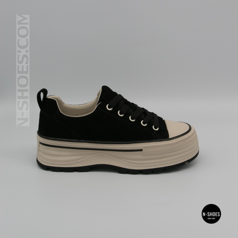 Women's Platform Sneakers Lonza 6335 BLACK - Black Suede