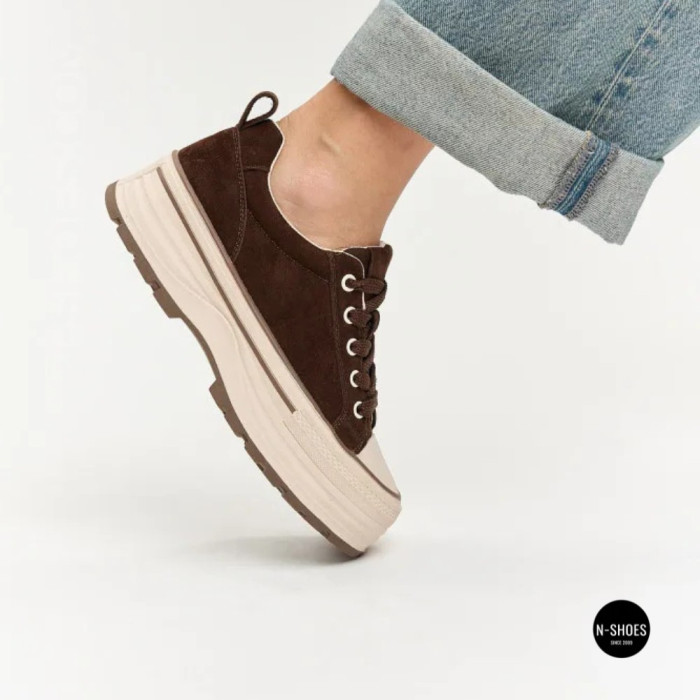 Трендові кеди Allsy 215399 Lonza 219914 6336 BROWN - платформа і натуральна замша