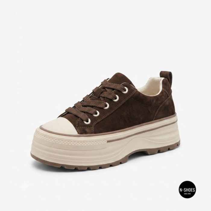 Трендові кеди Allsy 215399 Lonza 219914 6336 BROWN - платформа і натуральна замша