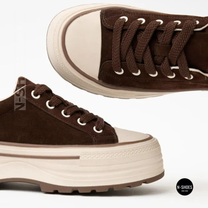 Трендові кеди Allsy 215399 Lonza 219914 6336 BROWN - платформа і натуральна замша