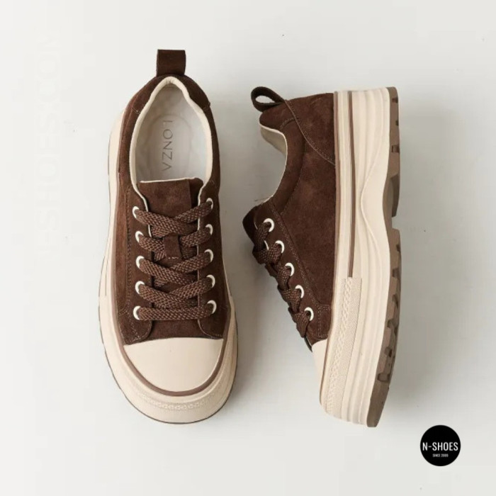 Трендові кеди Allsy 215399 Lonza 219914 6336 BROWN - платформа і натуральна замша