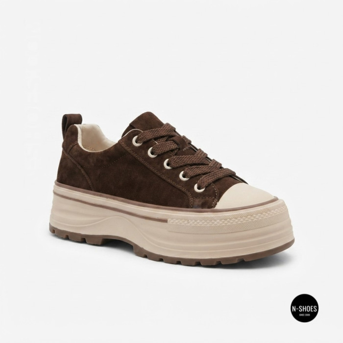Трендові кеди Allsy 215399 Lonza 219914 6336 BROWN - платформа і натуральна замша