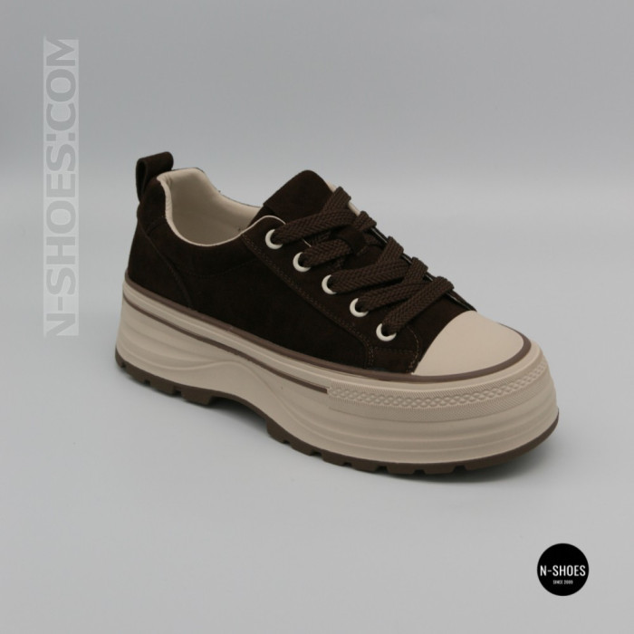 Трендові кеди Allsy 215399 Lonza 219914 6336 BROWN - платформа і натуральна замша