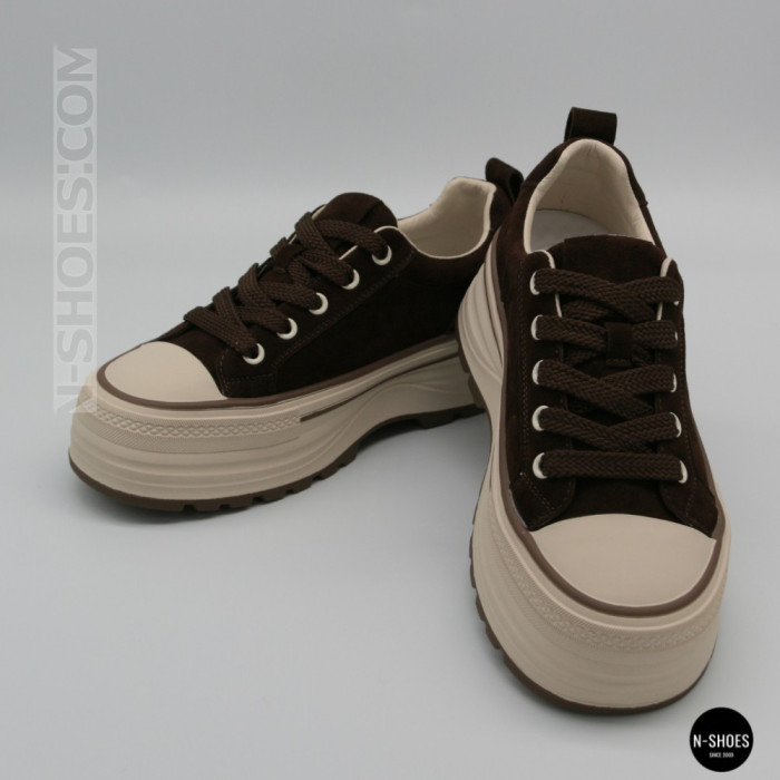 Трендові кеди Allsy 215399 Lonza 219914 6336 BROWN - платформа і натуральна замша