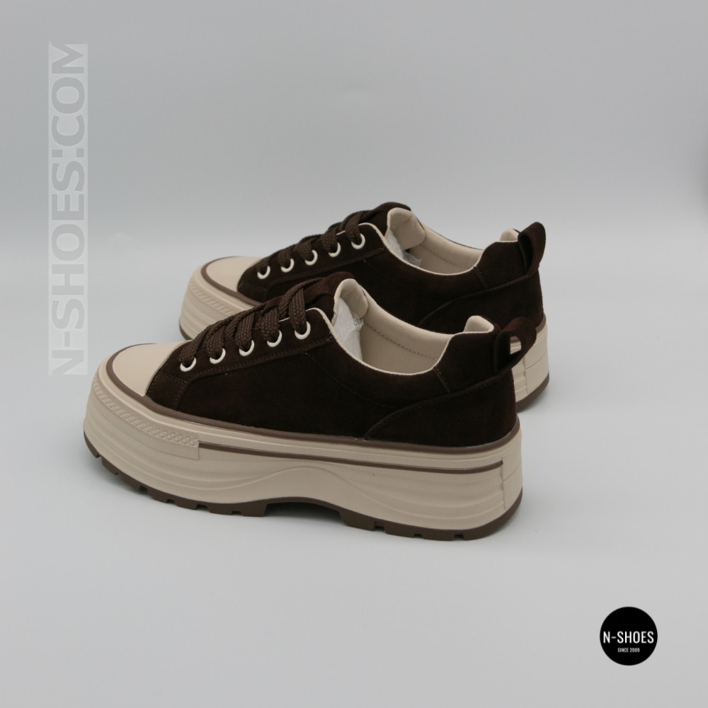 Трендовые кеды Allsy 215399 Lonza 219914 6336 BROWN - платформа и натуральная замша
