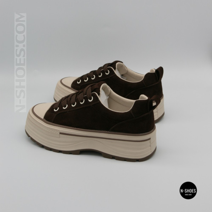 Трендові кеди Allsy 215399 Lonza 219914 6336 BROWN - платформа і натуральна замша