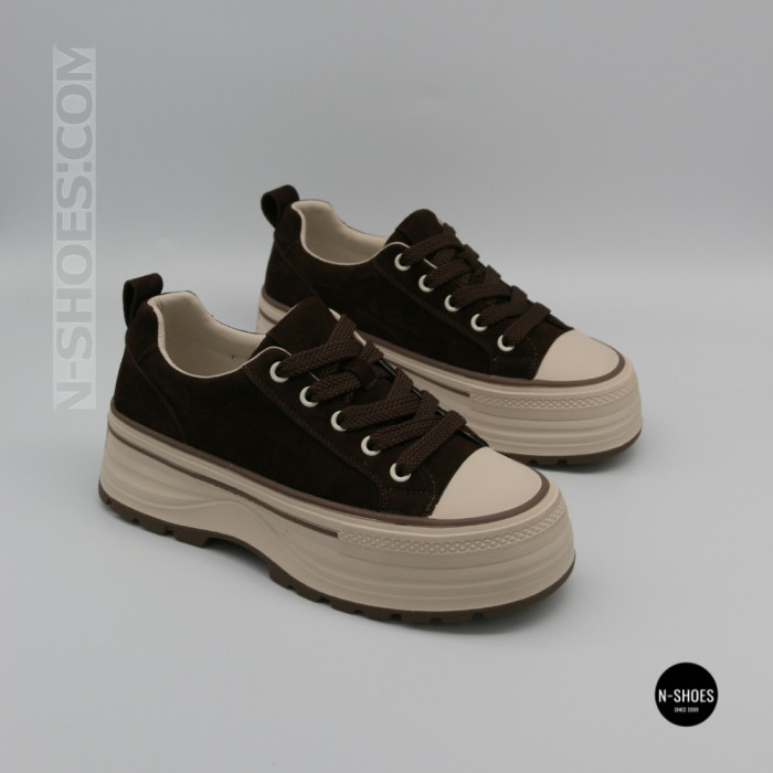 Трендові кеди Allsy 215399 Lonza 219914 6336 BROWN - платформа і натуральна замша