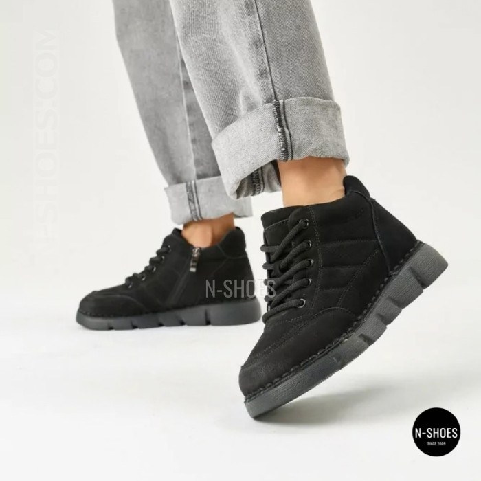 Тепло і комфорт: черевики Allsy 220444 Lonza 220767 6338 BLACK NUBUK з нубука