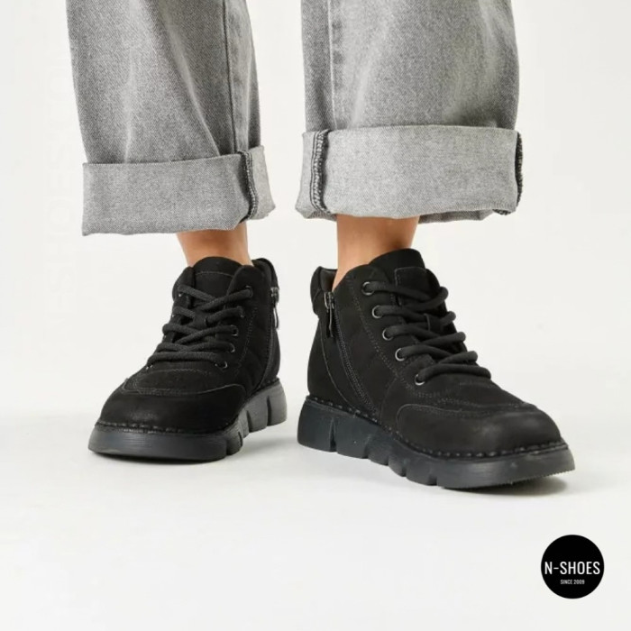 Тепло и комфорт: ботинки Allsy 220444 Lonza 220767 6338 BLACK NUBUK из нубука