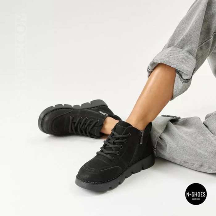 Тепло и комфорт: ботинки Allsy 220444 Lonza 220767 6338 BLACK NUBUK из нубука