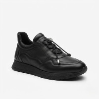 Жіночі демі шкіряні кросівки Allsy 215861 595-2A8053-2193H-1R BLACK 6341 чорні комфортні з натуральної шкіри