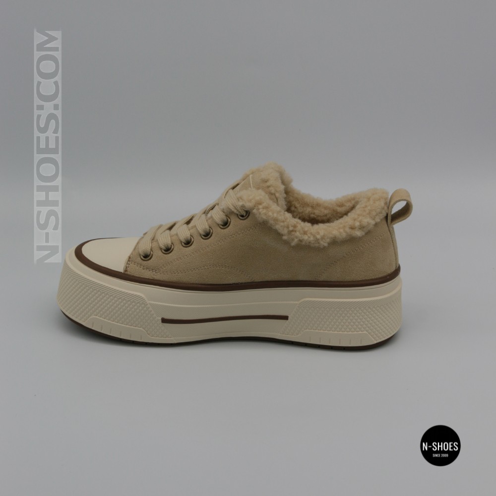 Зимние кеды на платформе Allsy 215159 BEIGE Lonza 219798 6342 - тепло замши и стиль