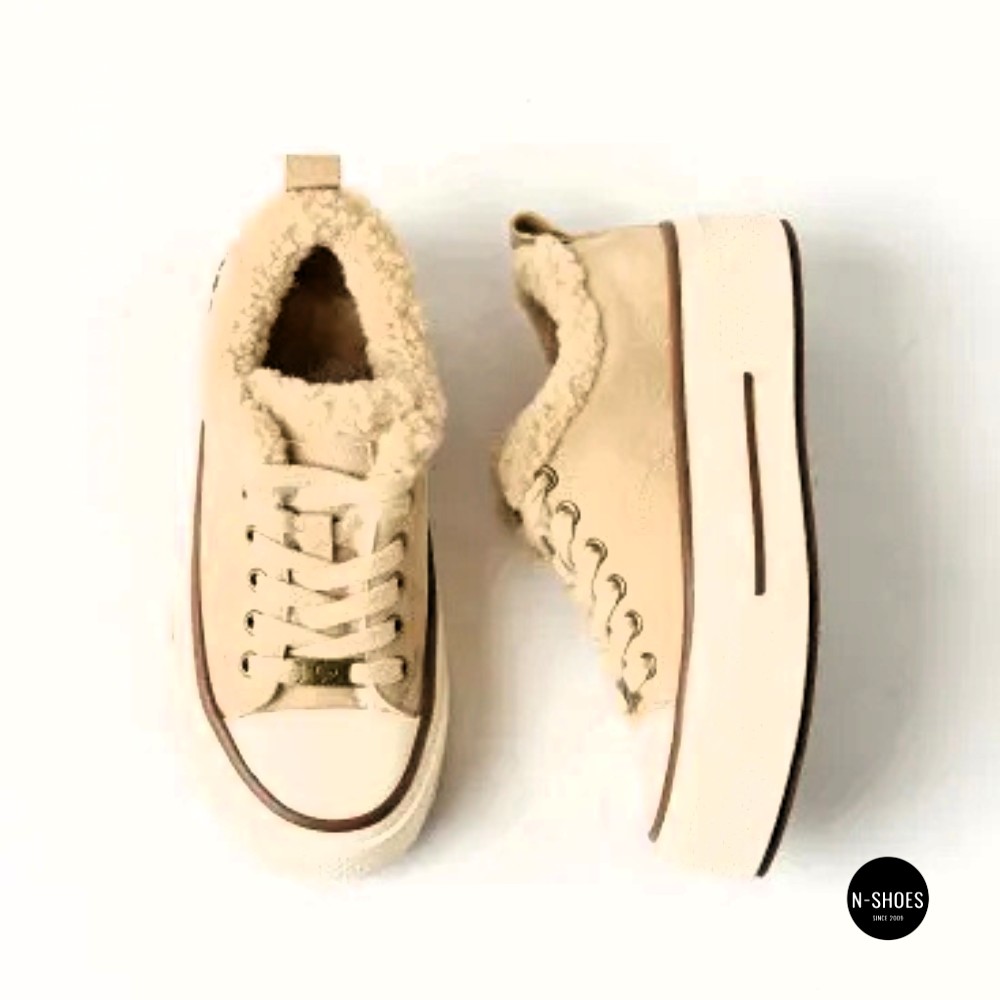 Зимние кеды на платформе Allsy 215159 BEIGE Lonza 219798 6342 - тепло замши и стиль