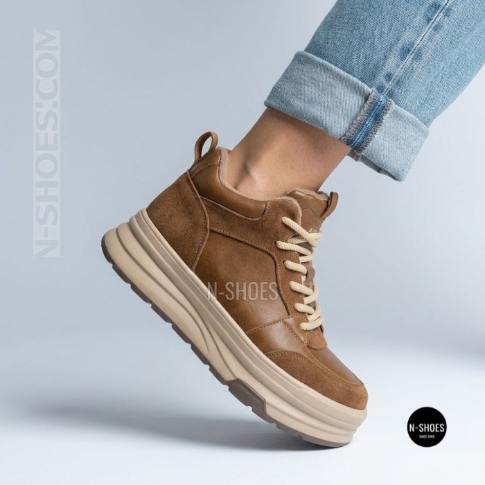 Теплі черевики Allsy 216023 ARB-2B88-8 M KHAKI 6343 на платформі