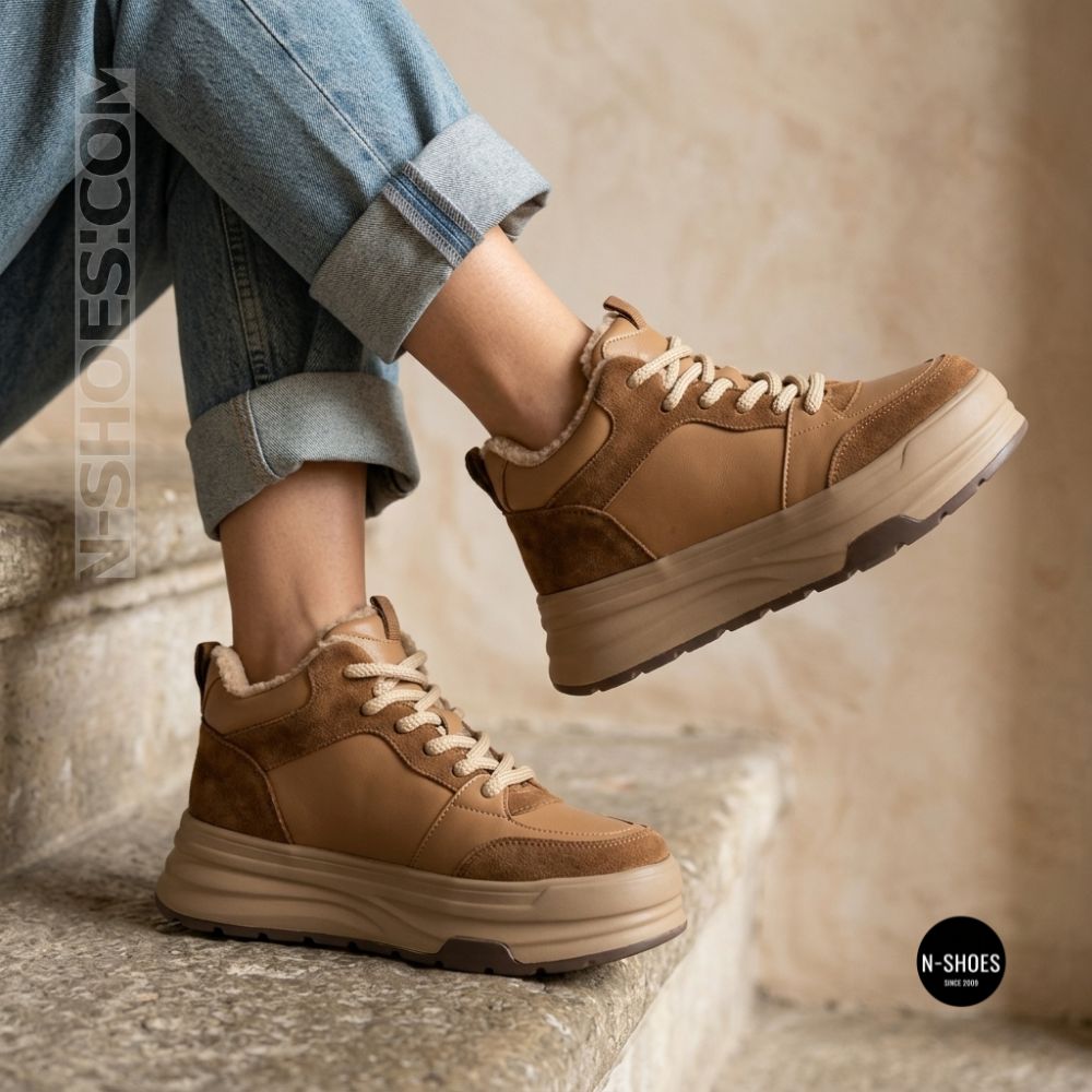 Warm Allsy 216023 ARB-2B88-8 M KHAKI 6343 Platform Boots