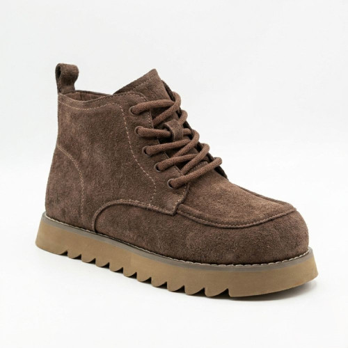 Женские зимние ботинки Allsy 216337 7257 BROWN SUEDE 6345 шоколадного цвета анатомический носок из натуральной замши.