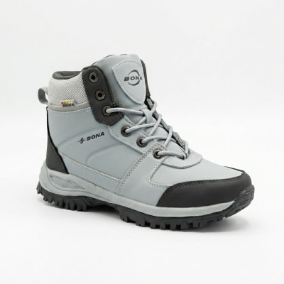 Зимові сірі черевики Bona 957Z-2-6 Lt.Grey-Dark Grey 6359 верх із натуральної шкіри, утеплення хутро