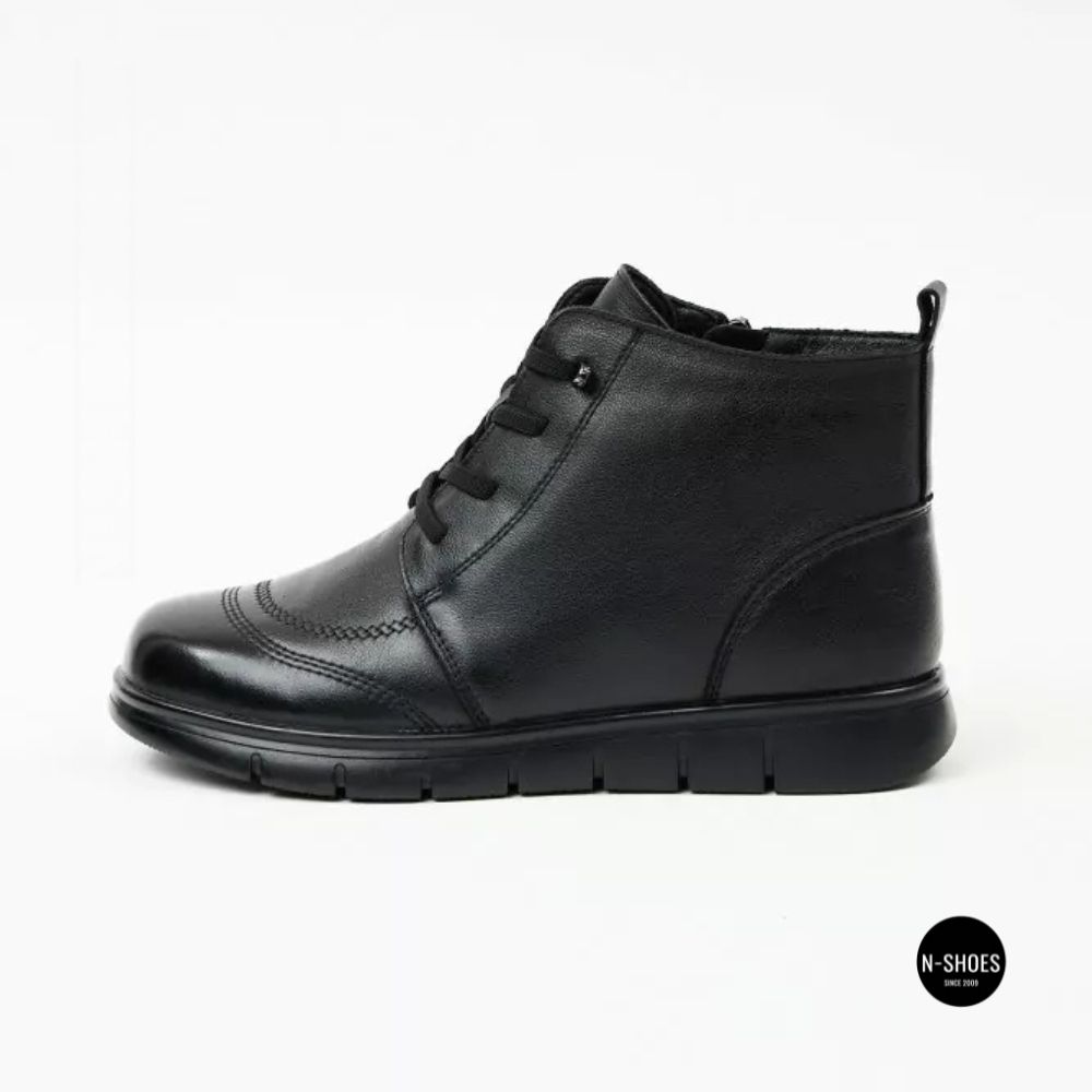 Women's leather boots Allsy 216897 687-6097-1P Lonza 219874 6368 BLACK for comfort