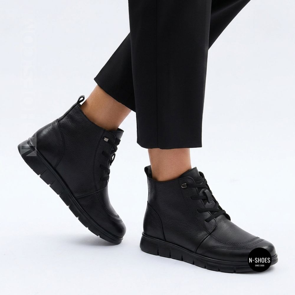 Women's leather boots Allsy 216897 687-6097-1P Lonza 219874 6368 BLACK for comfort