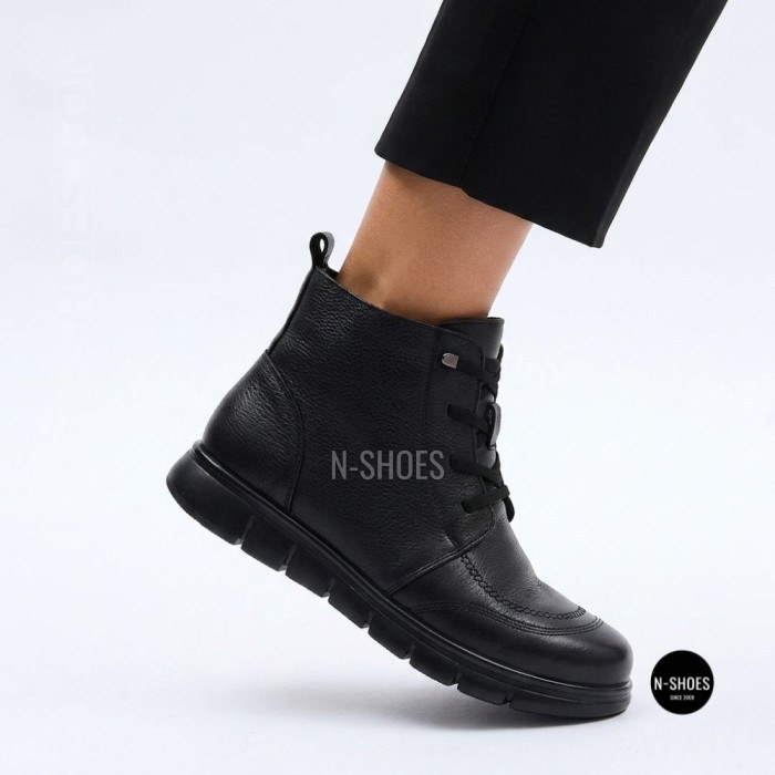 Women's leather boots Allsy 216897 687-6097-1P Lonza 219874 6368 BLACK for comfort