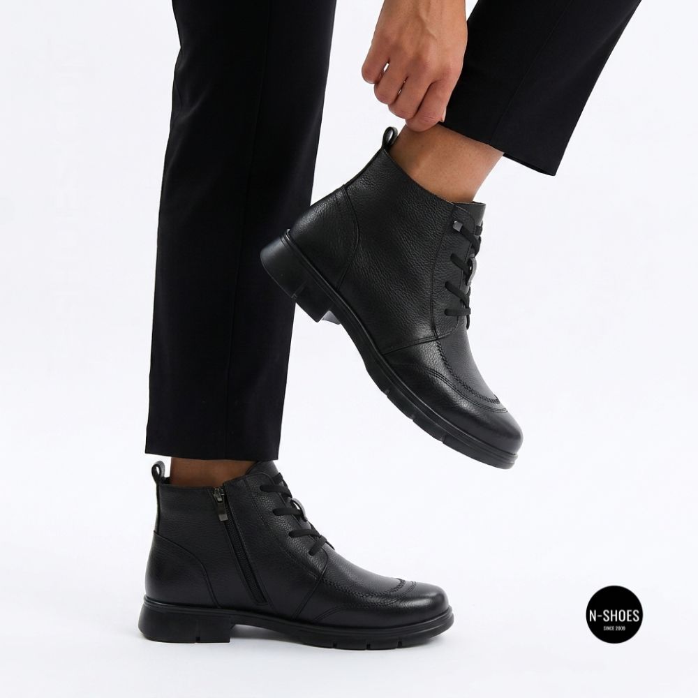 Women's leather boots Allsy 216897 687-6097-1P Lonza 219874 6368 BLACK for comfort