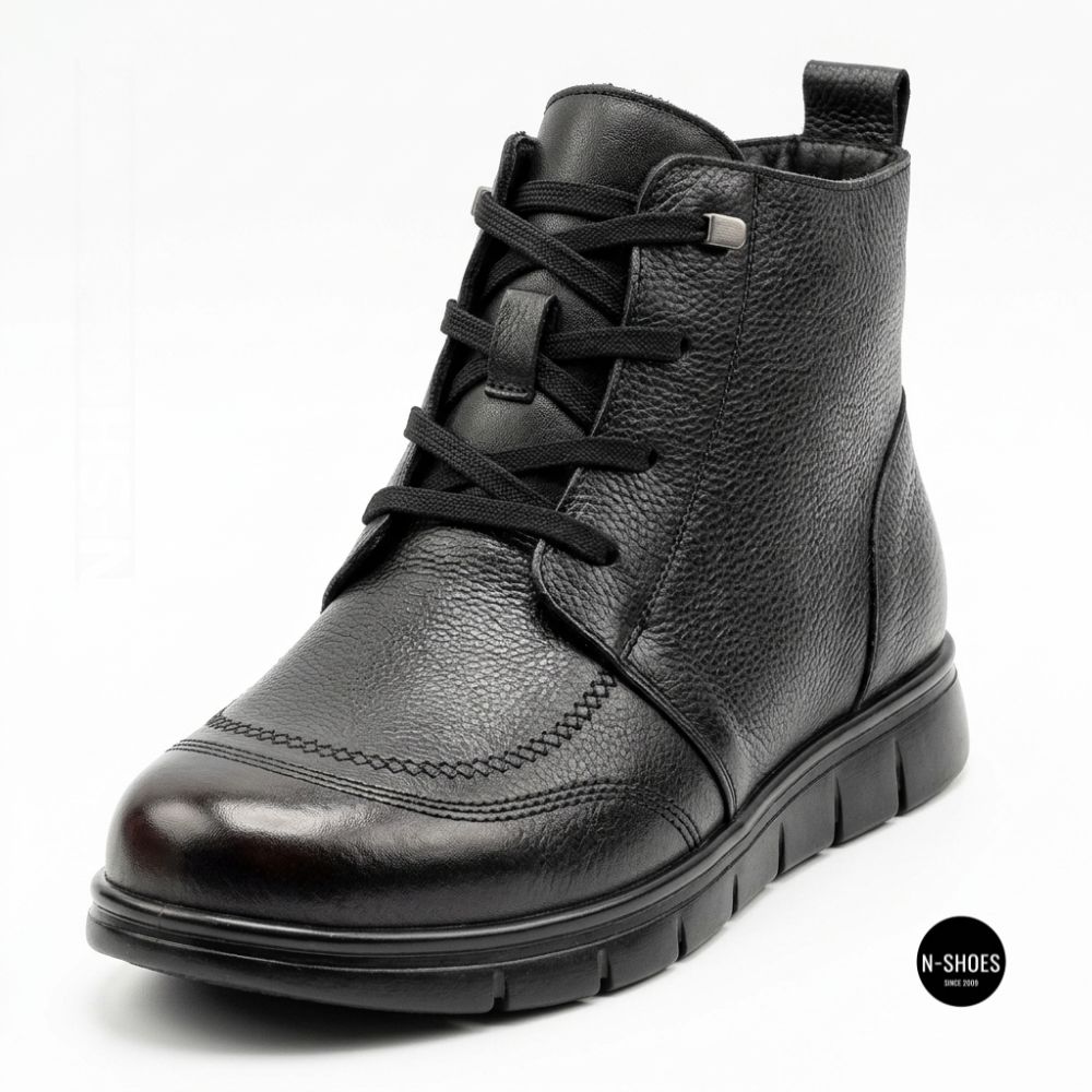 Women's leather boots Allsy 216897 687-6097-1P Lonza 219874 6368 BLACK for comfort
