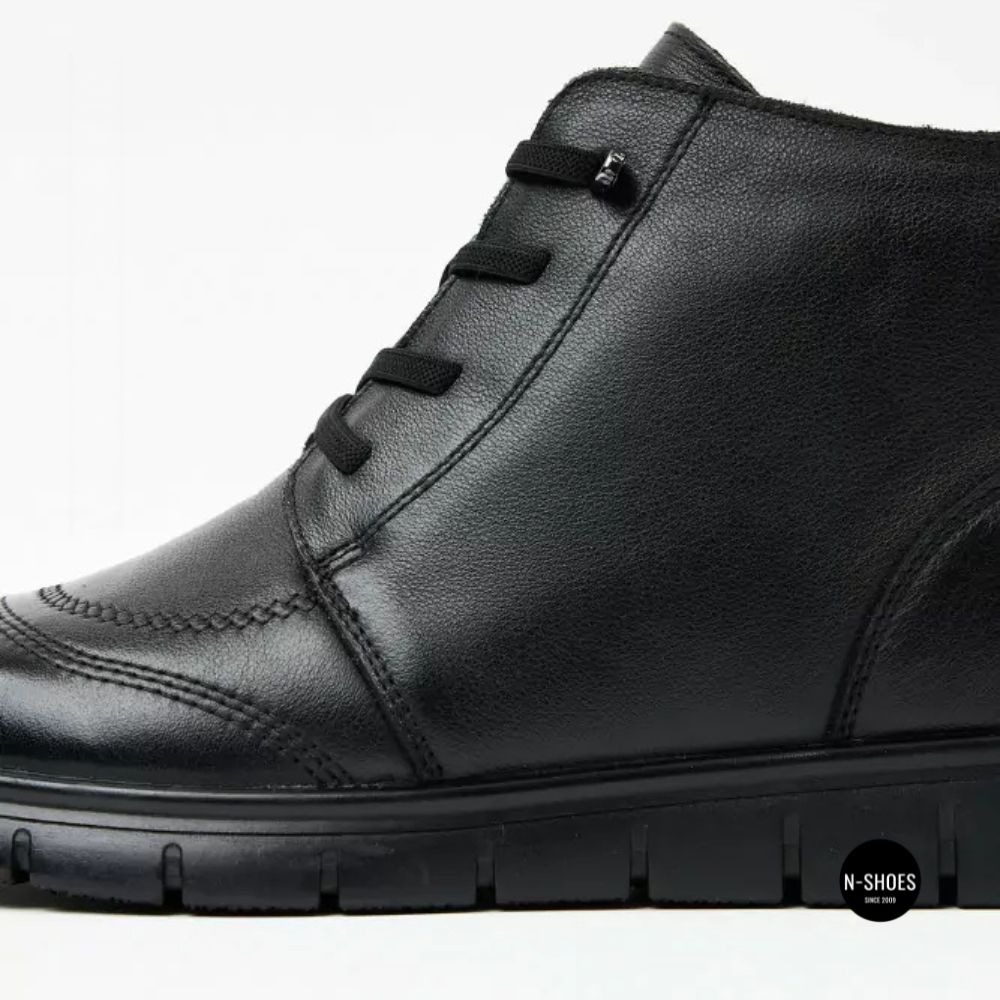 Women's leather boots Allsy 216897 687-6097-1P Lonza 219874 6368 BLACK for comfort