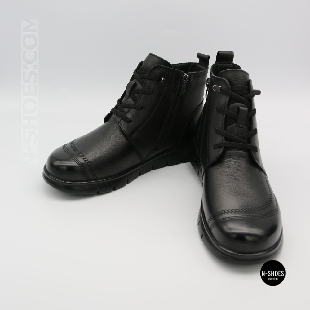 Women's leather boots Allsy 216897 687-6097-1P Lonza 219874 6368 BLACK for comfort