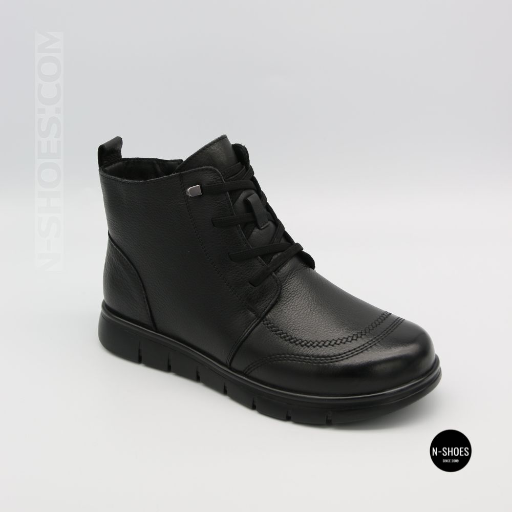 Women's leather boots Allsy 216897 687-6097-1P Lonza 219874 6368 BLACK for comfort