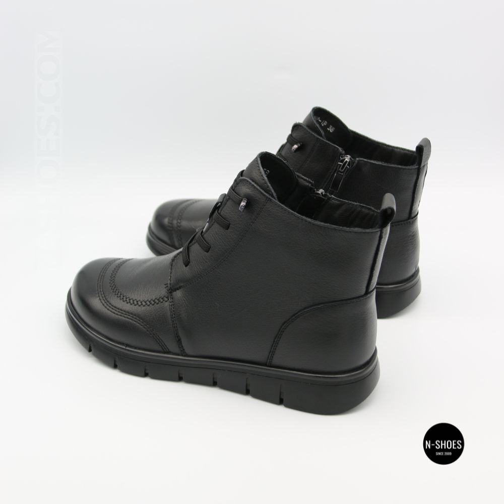 Women's leather boots Allsy 216897 687-6097-1P Lonza 219874 6368 BLACK for comfort