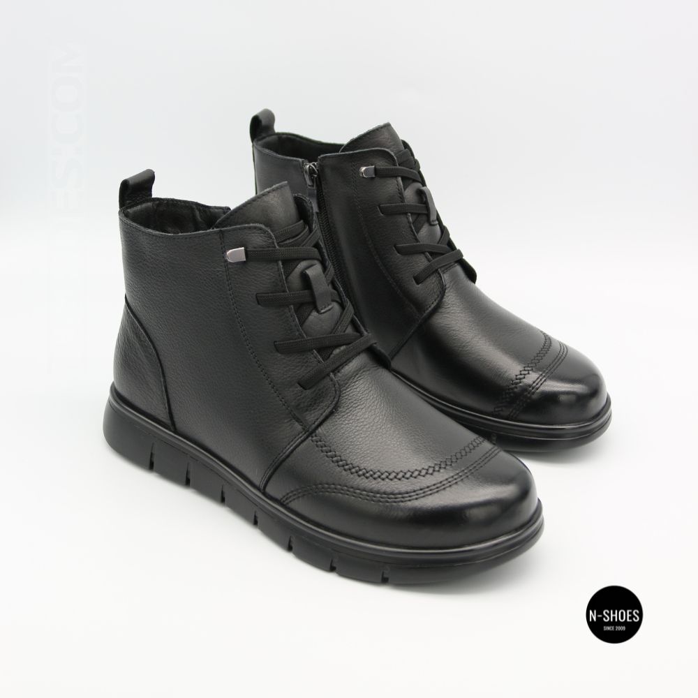 Women's leather boots Allsy 216897 687-6097-1P Lonza 219874 6368 BLACK for comfort