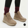 Beige Leather Women's Winter Sneaker Boots Allsy 215009