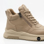 Beige Leather Women's Winter Sneaker Boots Allsy 215009