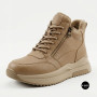 Beige Leather Women's Winter Sneaker Boots Allsy 215009