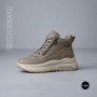 Beige Leather Women's Winter Sneaker Boots Allsy 215009