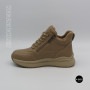 Beige Leather Women's Winter Sneaker Boots Allsy 215009