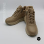 Beige Leather Women's Winter Sneaker Boots Allsy 215009